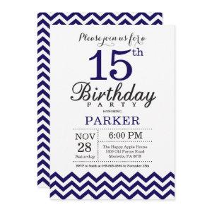 15th Birthday  Navy Blue Chevron