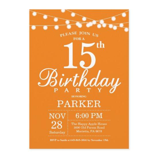 15th Birthday  Orange