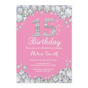 15th Birthday  Pink and Silver Diamond