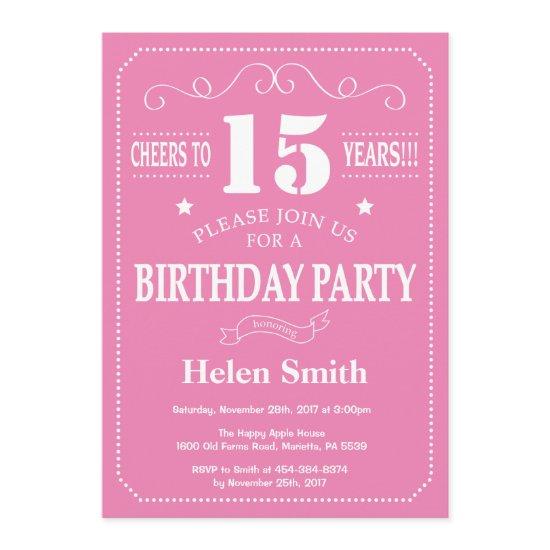 15th Birthday  Pink and White