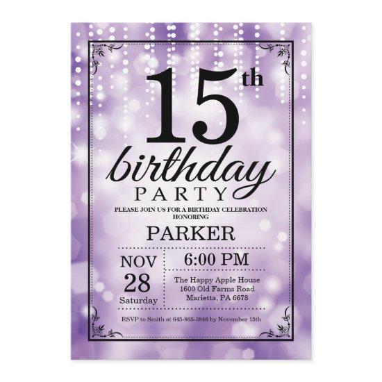 15th Birthday  Purple Glitter