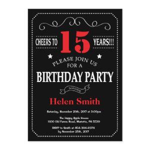 15th Birthday  Red and Black Chalkboard