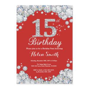 15th Birthday  Red and Silver Diamond