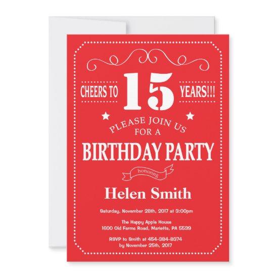 15th Birthday  Red and White
