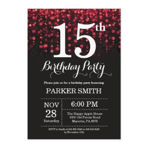 15th Birthday  Red Glitter