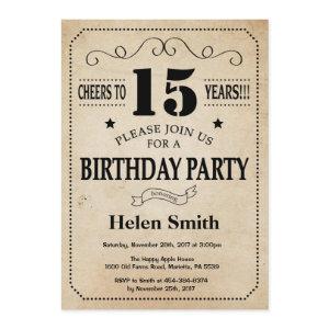 15th Birthday  Rustic Vintage Retro