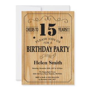 15th Birthday  Rustic Wood