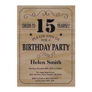 15th Birthday  Rustic Wood