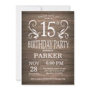 15th Birthday  Rustic Wood Floral