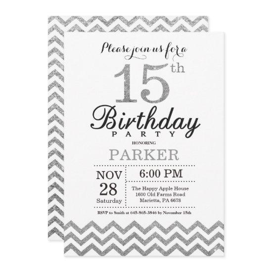 15th Birthday  Silver Glitter