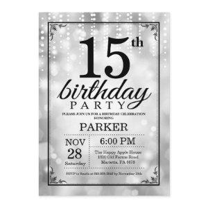 15th Birthday  Silver Glitter