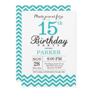 15th Birthday  Teal Chevron