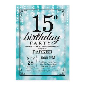 15th Birthday  Teal Glitter