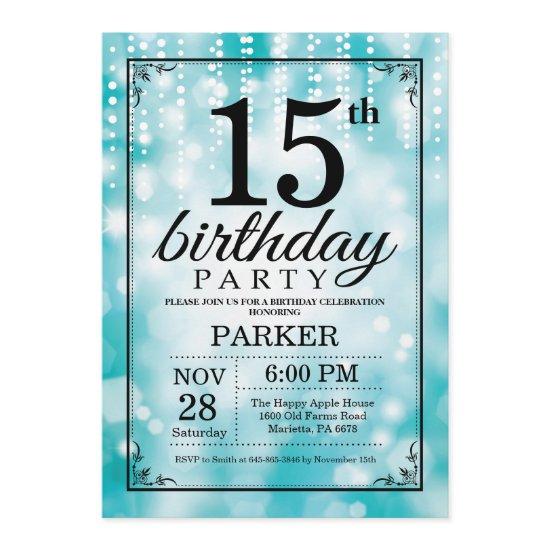 15th Birthday  Teal Glitter