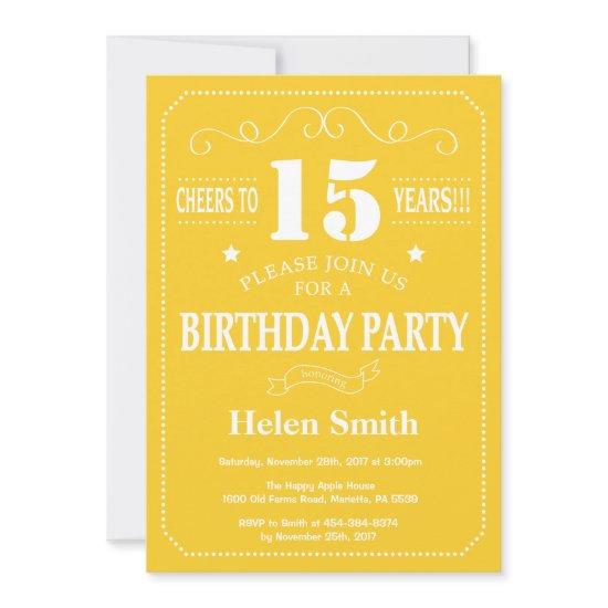 15th Birthday  Yellow and White