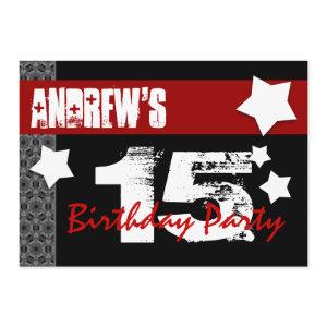 15th Birthday Modern For Him Red White Black W10B