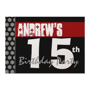 15th Birthday Modern For Him Red White Black W669