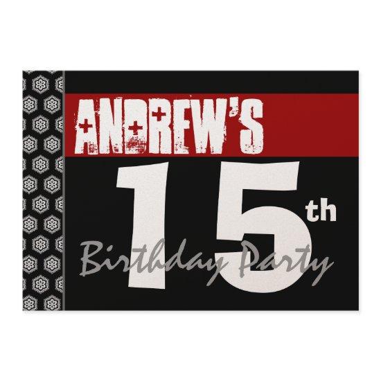 15th Birthday Modern For Him Red White Black W669