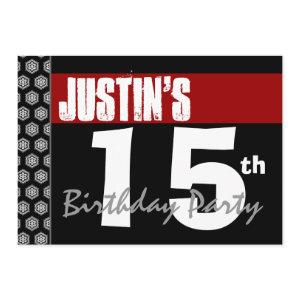 15th Birthday Modern Red White Black Stars W768