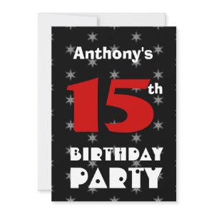 15th Birthday Modern Teen Black and White Pattern