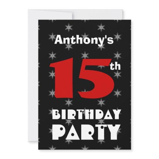 15th Birthday Modern Teen Black and White Pattern