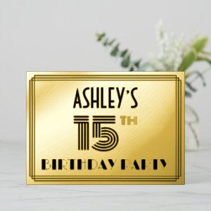 15th Birthday Party — Art Deco Style “15” & Name Foil
