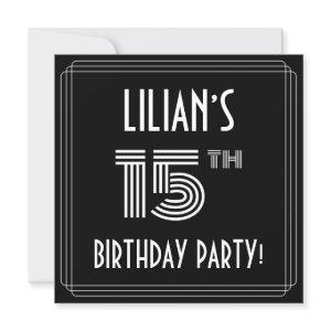 15th Birthday Party: Art Deco Style w/ Custom Name