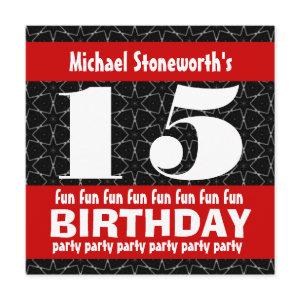 15th Birthday Party Black Red White W10A