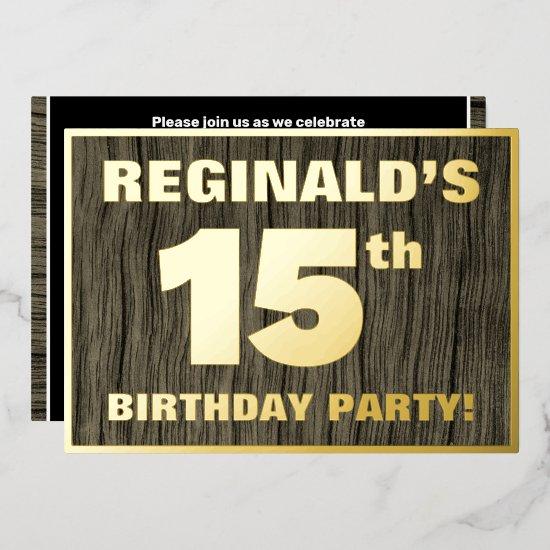 15th Birthday Party: Bold, Faux Wood Grain Pattern Foil