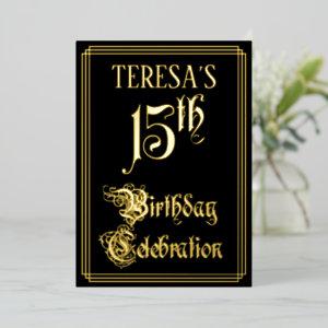 15th Birthday Party — Fancy Script & Custom Name Foil
