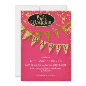 15th Birthday Party Pennant Banner Confetti
