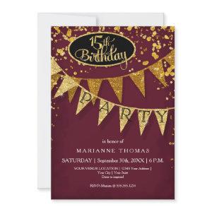 15th Birthday Party Pennant Banner Confetti