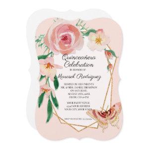 15TH Birthday Party Quinceañera Blush Butterfly