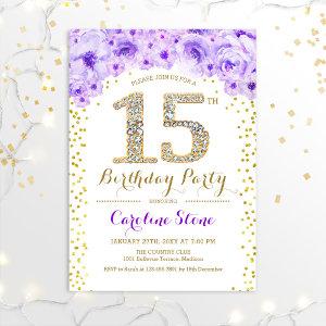 15th Birthday Party - White Gold Purple