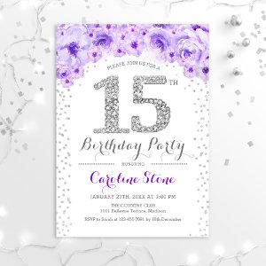15th Birthday Party - White Silver Purple