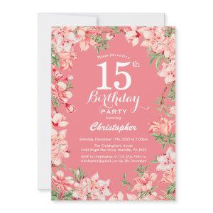 15th Birthday Pink Boho Botanical Floral Flowers