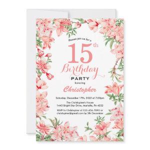 15th Birthday Pink Boho Botanical Floral Flowers