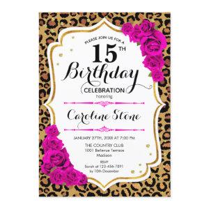 15th Birthday - Pink Gold Leopard Print
