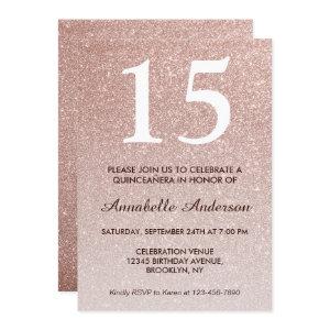 15th Birthday Pink Rose Gold Glitter Quinceañera
