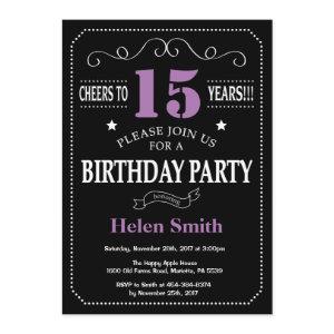 15th Birthday Purple and Black Chalkboard