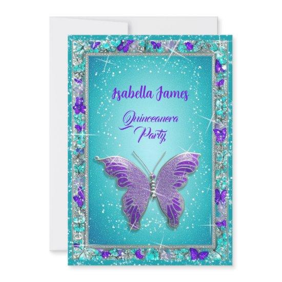 15th birthday purple turquoise jewelry Butterfly