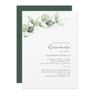 15th Birthday Quinceanera Eucalyptus Foliage Invit