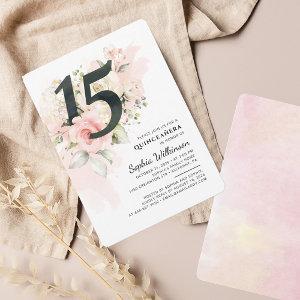 15th Birthday Quinceanera Eucalyptus Pink Floral
