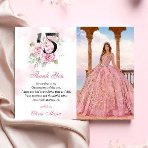15th Birthday Quinceanera Floral Thank You Card