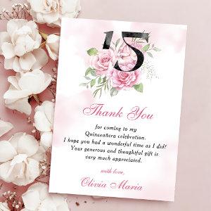 15th Birthday Quinceanera Floral Thank You Card