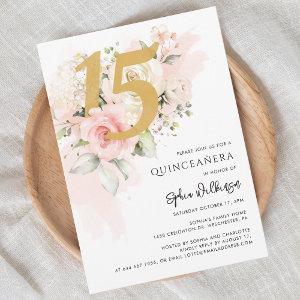 15th Birthday Quinceanera Floral Watercolor