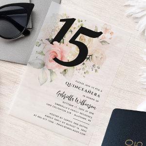 15th Birthday Quinceanera Floral Watercolor Party Vellum