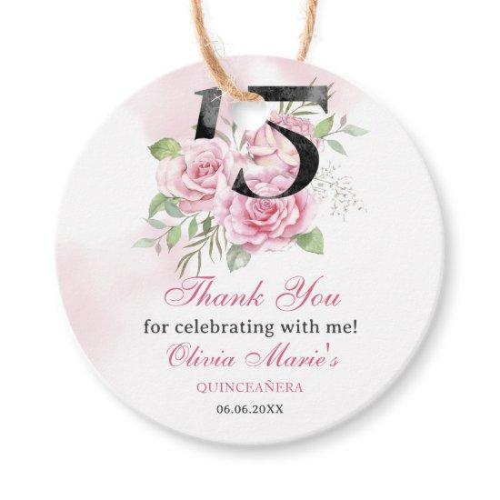 15th Birthday Quinceanera Rustic Floral Favor Tags