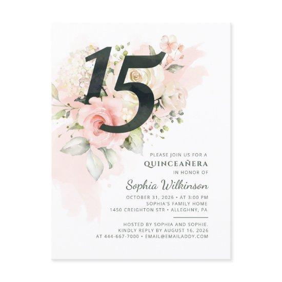 15th Birthday Quinceanera Rustic Floral Modern  Postcard