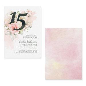 15th Birthday Quinceanera Rustic Floral Modern Note Card